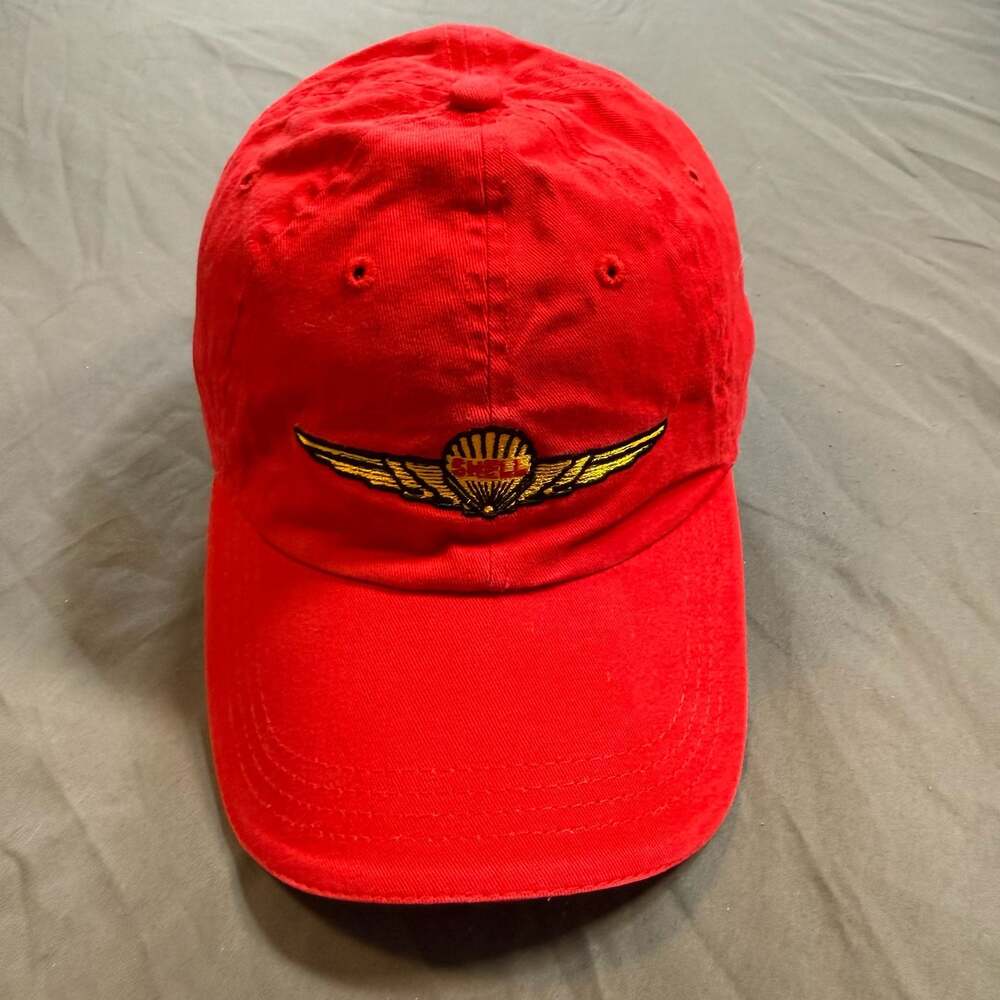 Shell AeroShell Red Cap America Adjustable Hat Wings Logo Oil Gas Promo Cap